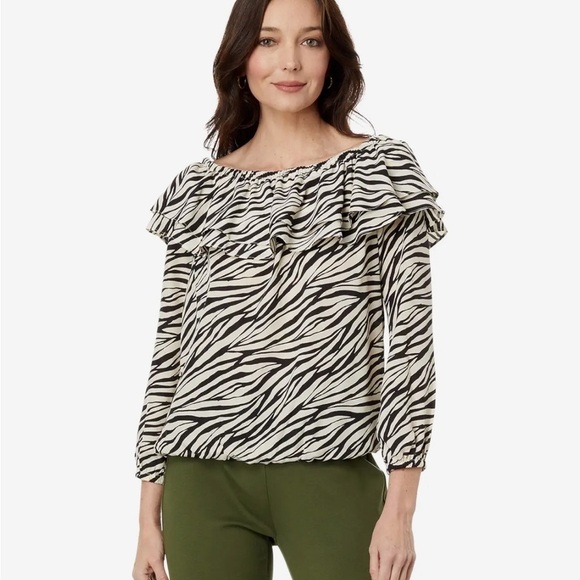 MICHAEL Michael Kors Tops - Michael Michael Kors tiger ruffle animal print top size XS new